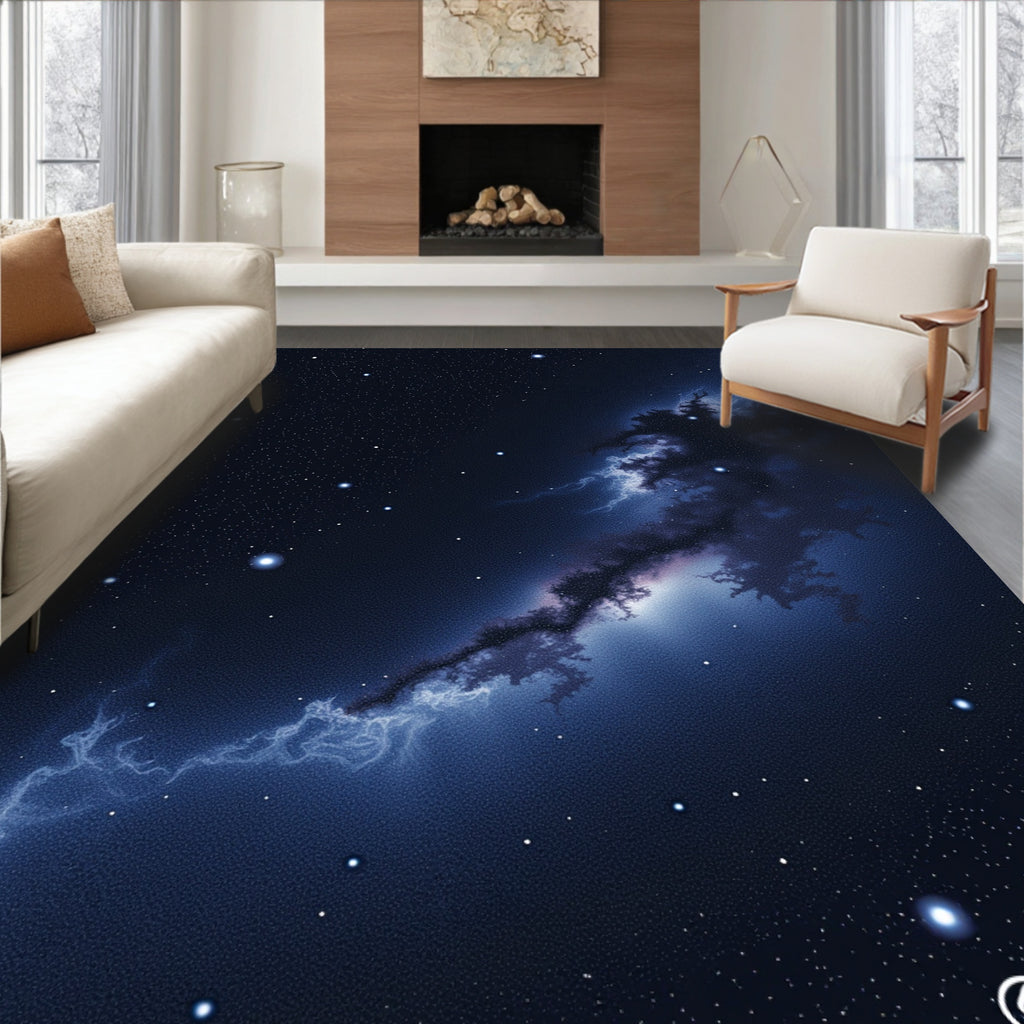 Deep Blue Nebula Starry Night Rug