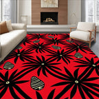 Vibrant Red Black Starburst Seed Rug