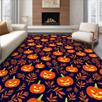 Spooky Orange Jack-o-Lantern Fall Branches Rug