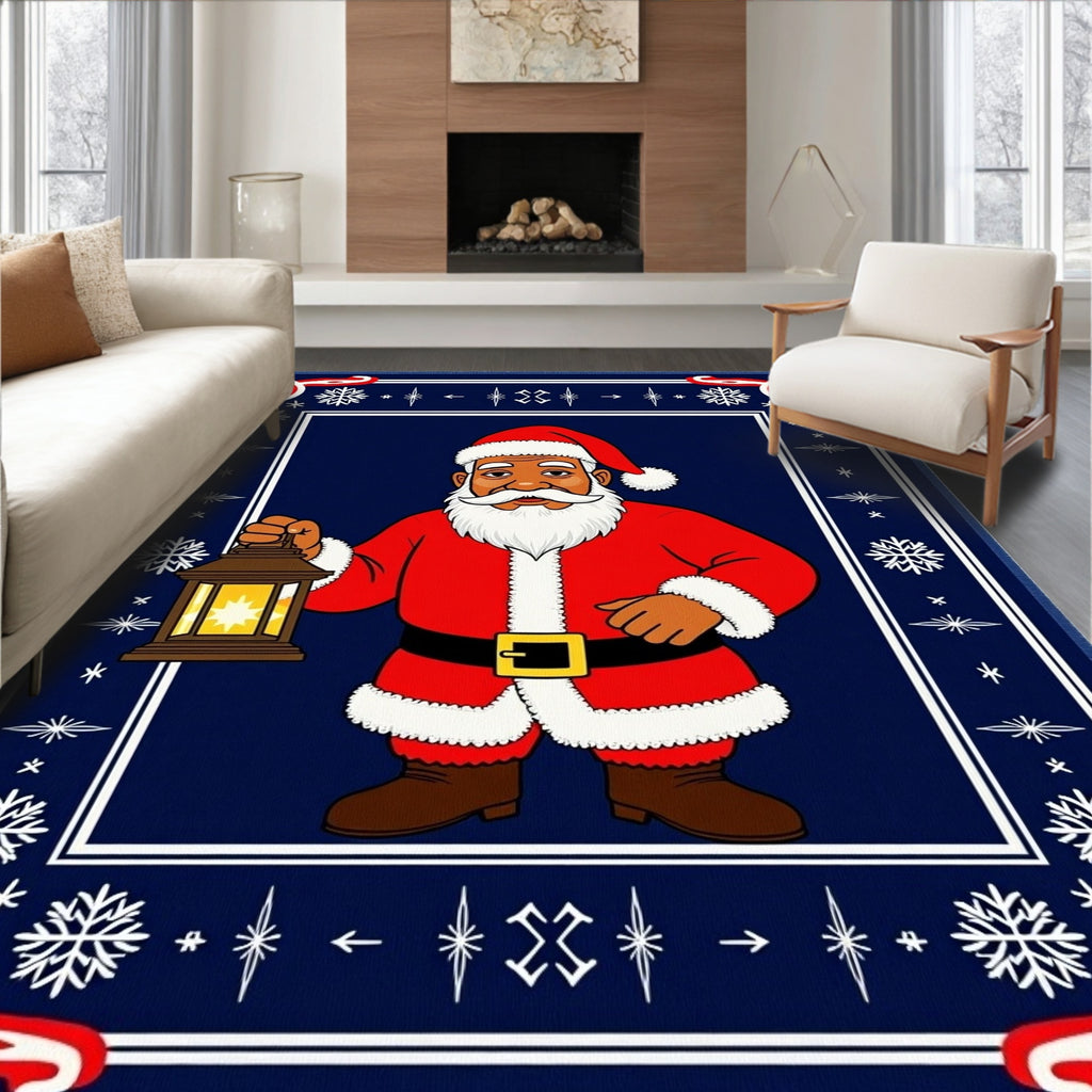 Festive Santa Claus Midnight Lantern Rug