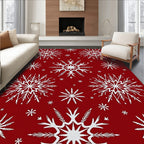 Crimson and White Winter Frost Scatter Rug
