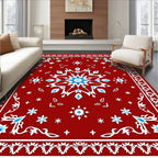 Crimson Blue Snowflake Medallion Rug