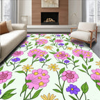 Pink Purple Yellow Floral Meadow Rug