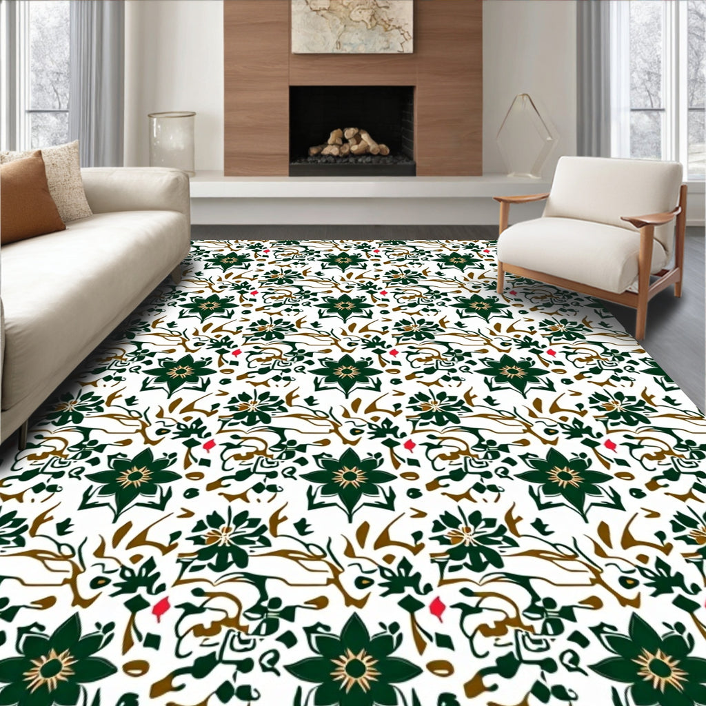 Dark Green Floral Vine Artistry Rug