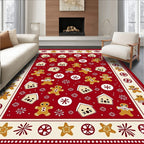 Gingerbread Houses And Cookies Red Border Rug