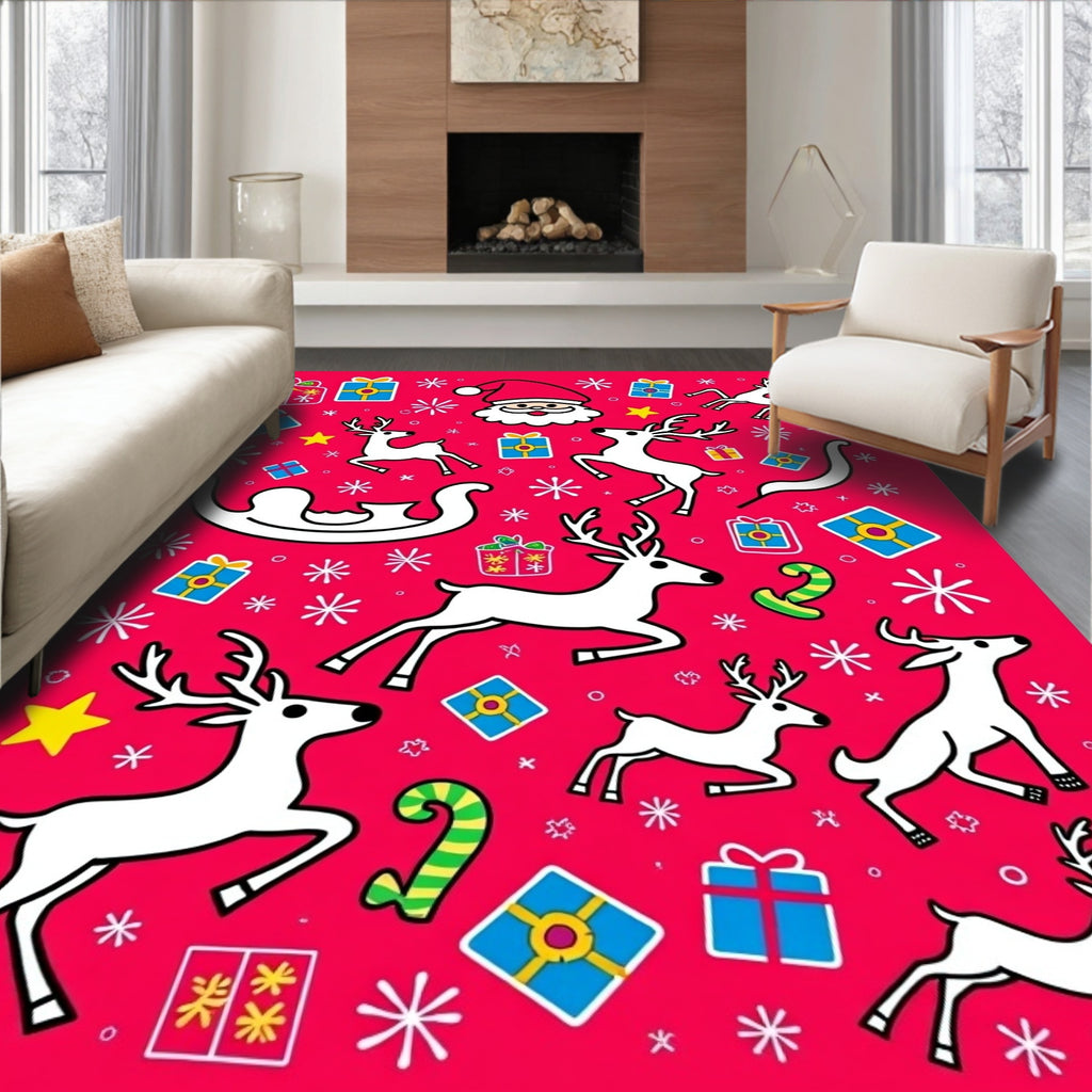Merry Christmas Reindeer Gifts Sleigh Rug