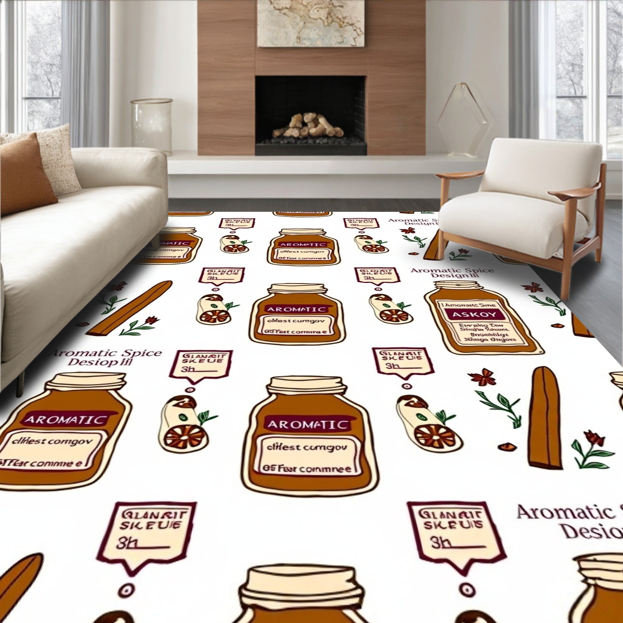 Aromatic Spice Jar Cinnamon Theme Rug