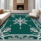 Emerald Green Snowflake Medallion Border Rug
