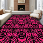 Hot Pink Skull Organic Collage Rug