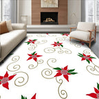 Red Poinsettia Swirls Garden Rug