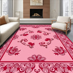 Crimson Floral Garden Pink Rug