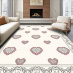 Vintage Pink Ornate Heart Border Rug