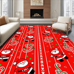 Jolly Santa Claus Red Stripe Holiday Rug