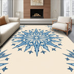 Indigo Blue Feathered Medallion Collage Rug
