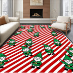 Christmas Elves Stripe Red Green Rug