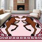 Brown Horse Symmetry Pink Runner Rug