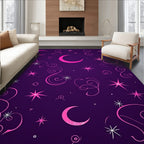Night Sky Pink Moon Stars Swirls Rug