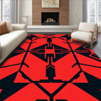 Bold Red Geometric Symmetry Rug