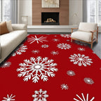 Classic White Snowflakes on Red Ground Rug