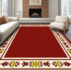 Crimson Bordered Folk Art Rug