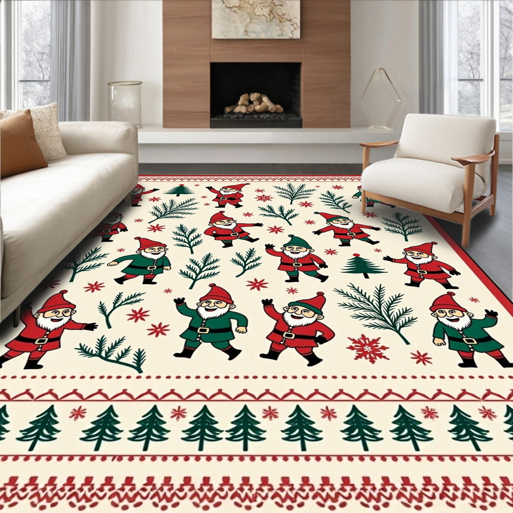 Festive Gnomes and Christmas Tree Repeat Rug
