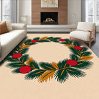 Festive Green Fir Red Sphere Wreath Rug