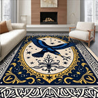 Blue Raven Celestial Starry Oval Frame Rug