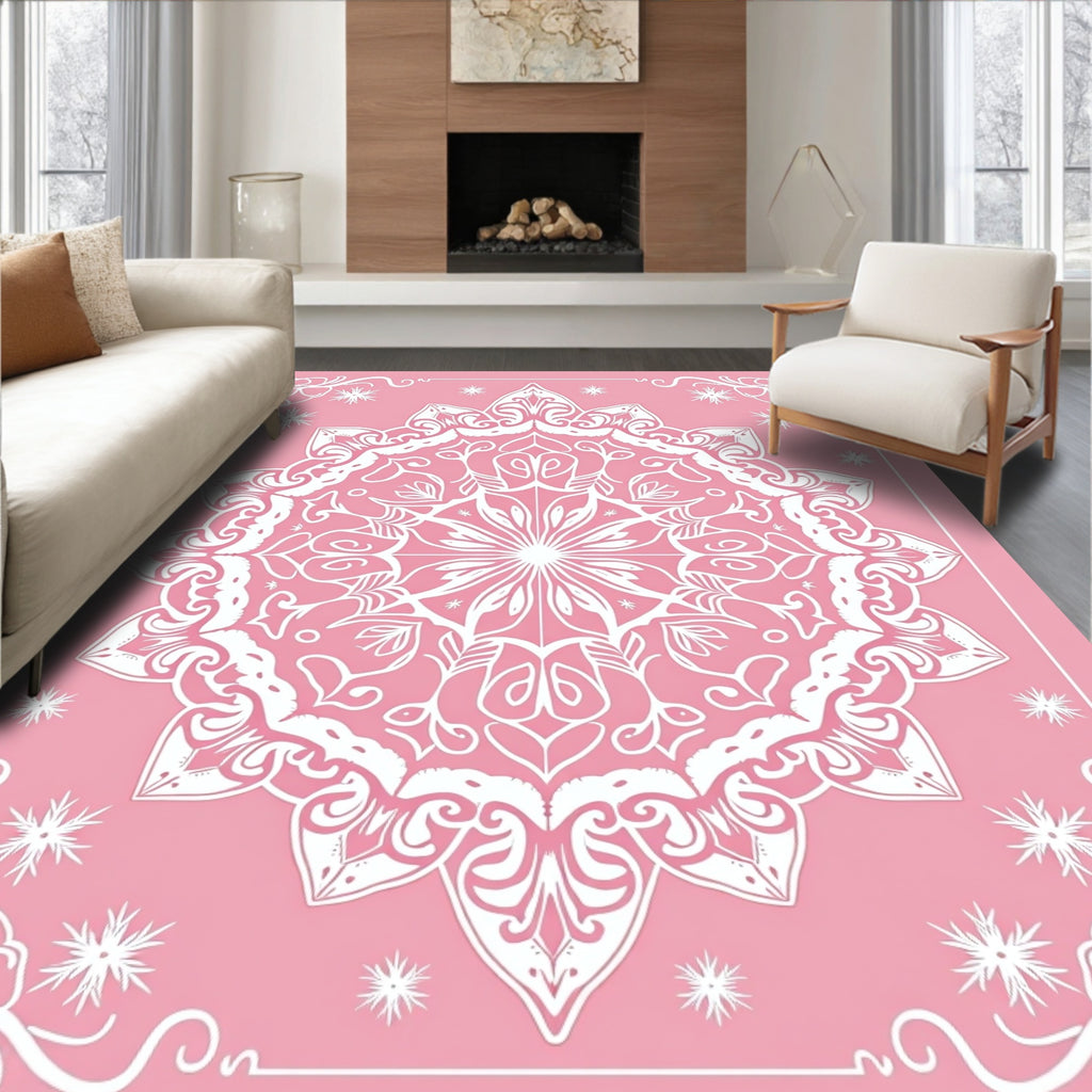 Sweet Pink Mandala Starburst Rug
