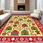Whimsical Gingerbread House Candy Cane Rug