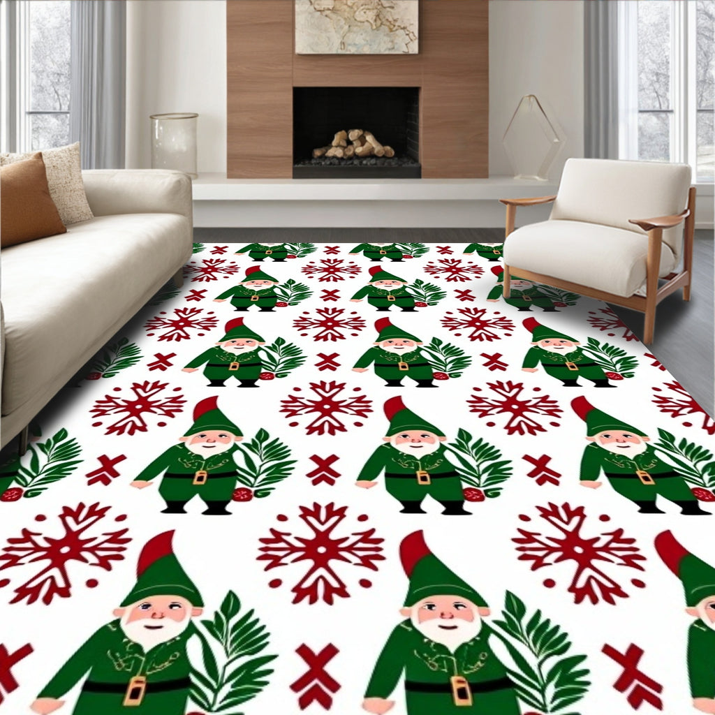 Green Gnome Snowflake Winter Delight Rug
