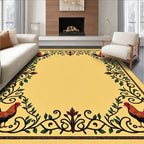 Farmhouse Rooster Floral Border Rug