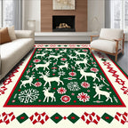 White Reindeer Christmas Festive Border Rug