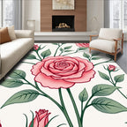Pink Rose Garden Botanical Arrangement Rug