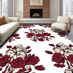Deep Burgundy Rose Blossom Arrangement Rug