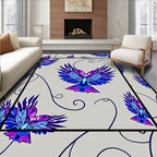 Vibrant Blue Purple Bird Swirls Rug