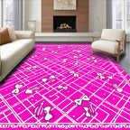 Hot Pink Bow Grid Scatter Rug
