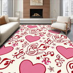 Pink Hearts Musical Notes Swirls Rug