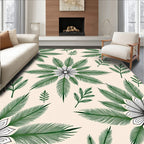 Elegant Green Leaf Medallion Bloom Rug