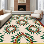 Crimson Leafy Wreath Floral Rug