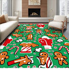 Gingerbread Men Candy Cane Holiday Swirls Rug