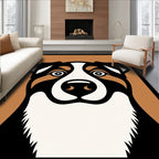 Bold Black Brown Dog Face Rug