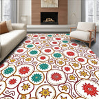 Retro Red Teal Star Scatter Rug