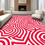 Vibrant Red Swirl Abstract Lines Rug