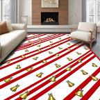 Red White Candy Cane Bell Festive Rug