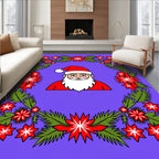 Festive Santa Christmas Floral Garland Rug