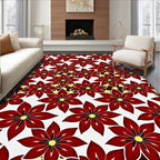 Crimson Starburst Floral Medallion Rug