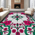 Fuchsia Floral Vines Garden Symmetry Rug