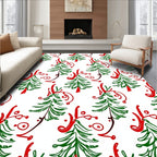 Festive Hand Drawn Christmas Tree Garland Rug
