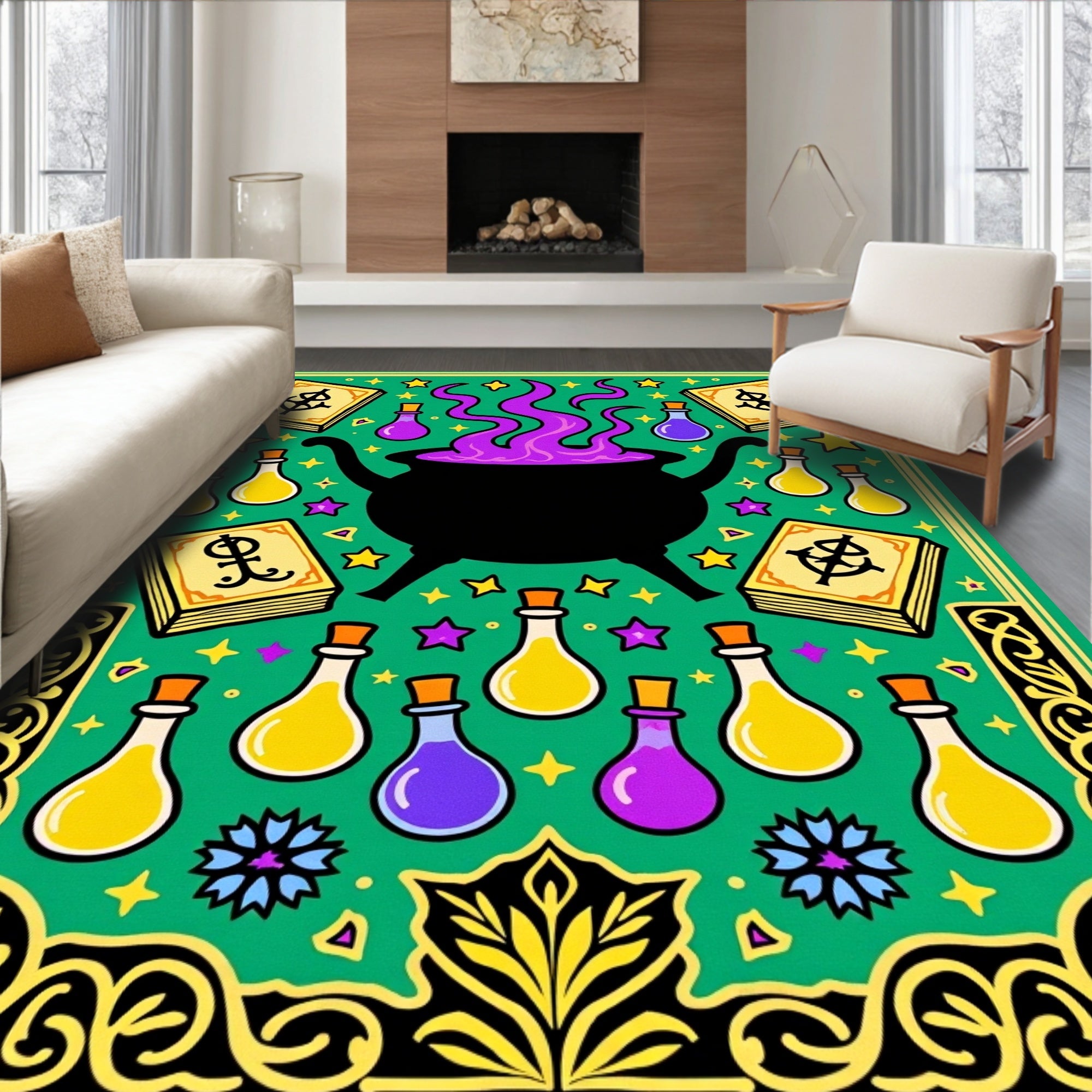 Whimsical Cauldron Purple Amethyst Potion Rug