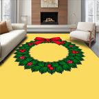 Red Festive Holly Berry Wreath Rug